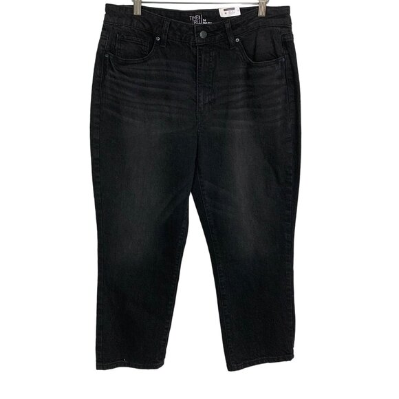Time And Tru Black High Rise Straight Crop Jeans Denim Size 14 Cotton Blend - Picture 1 of 10